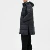 Koton Long Down Coat Hooded Zipper Back Printed Pocket