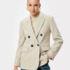 Koton Long Sleeve Double Breasted Stamped Blazer Jacket with Flap Pocket Detail