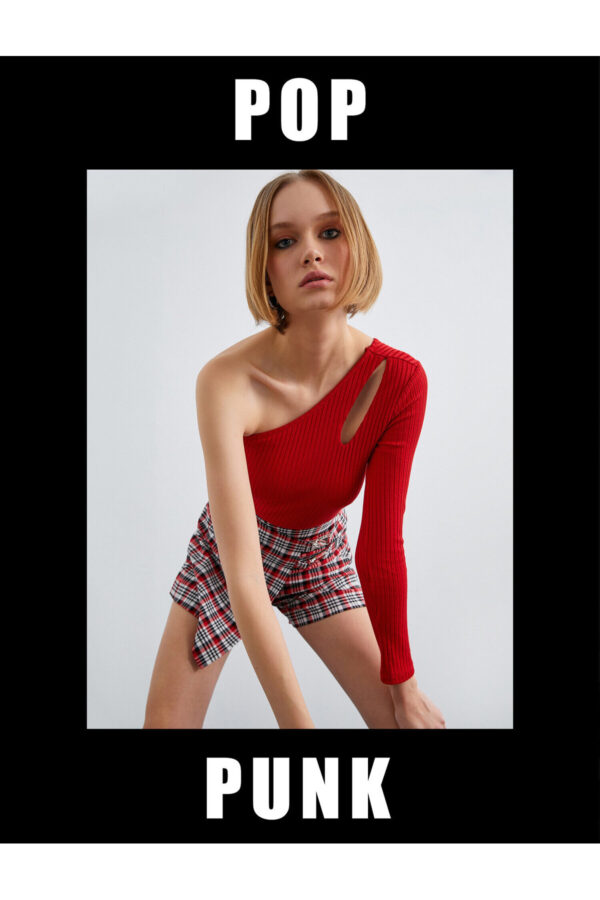 Koton Long Sleeve T-Shirt One Shoulder with Window Detail