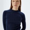 Koton Long Sleeve Textured Slim Fit Stand Collar Knitwear Sweater