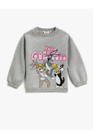 Koton Looney Tunes Printed Sweatshirt Licensed Half Turtleneck Long Sleeve