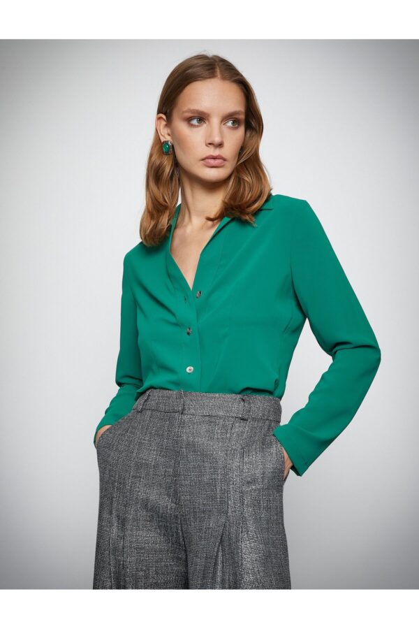 Koton Melis Ağazat X Cotton - Metal Button Shirt