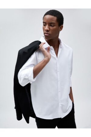 Koton Men's Clothing Basic Shirt Classic Collar Slim Fit Buttoned
