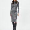 Koton Metallic Midi Knitwear Ribbed Normal Waist Skirt