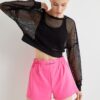 Koton Mini Sports Shorts High Waist Elastic Waist Printed