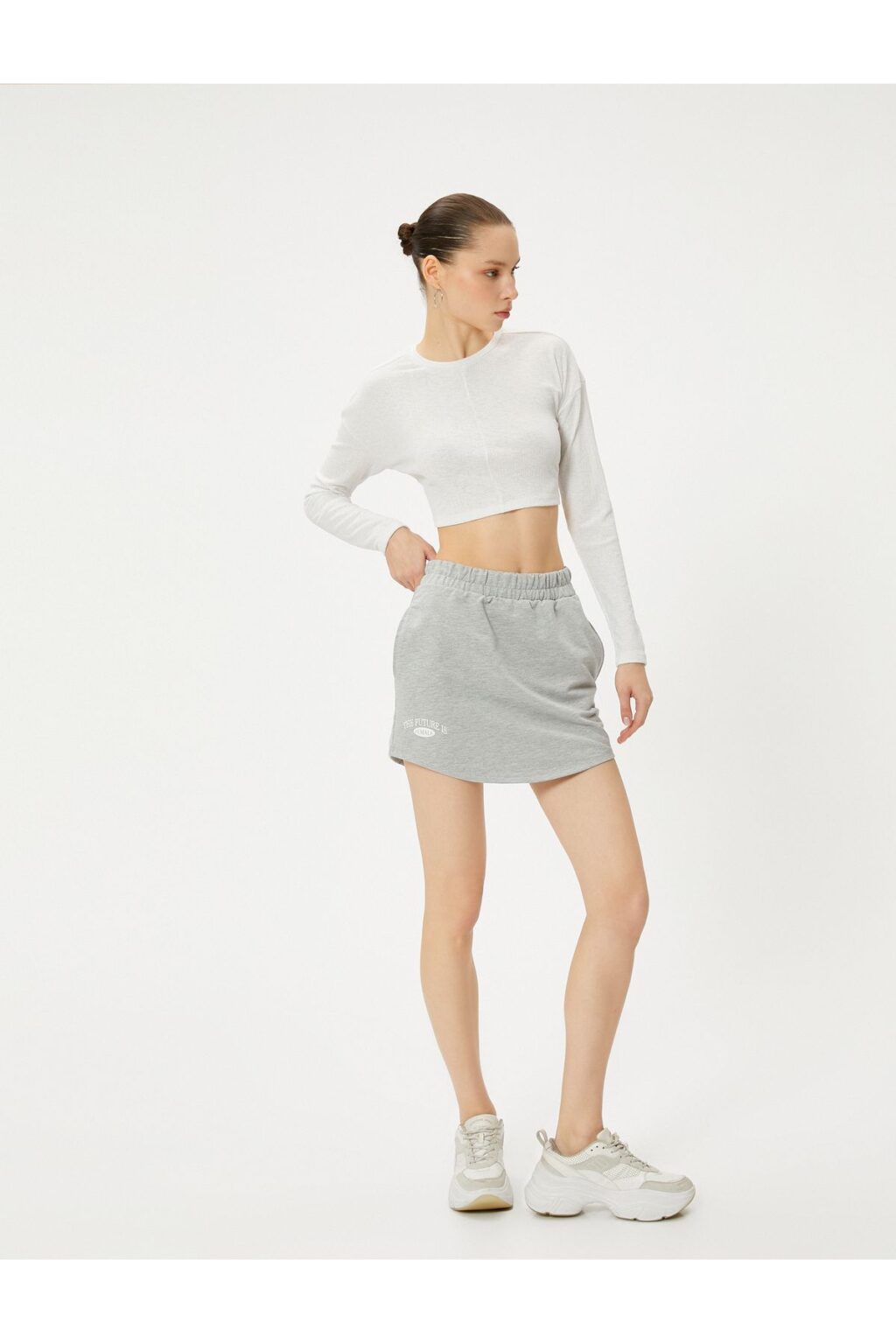 Koton Mini Sports Skirt with Elastic Waist and Pocket