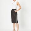Koton Normal Waist Check Midi Skirt with Pockets.
