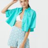 Koton Oversize Crop Shirt Linen Blended