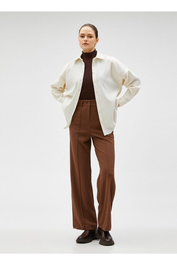 Koton Oversize Shirt Collar Plain Off-White Women's Shirt 4wak60010pw