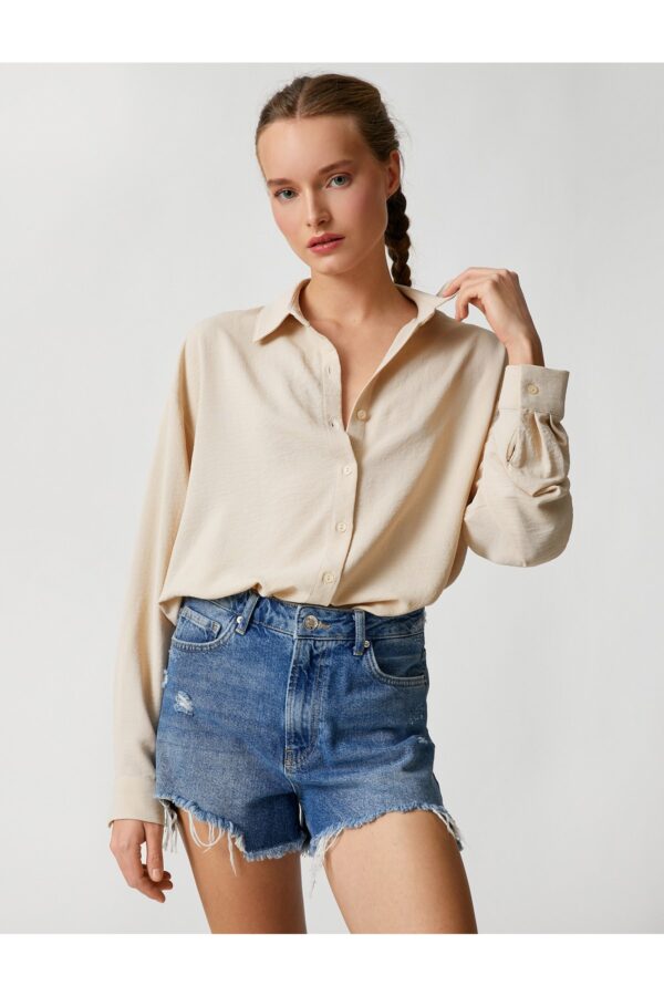 Koton Oversize Shirt Long Sleeve Buttoned Classic Collar