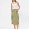 Koton Parachute Skirt Midi Large Pockets with Stopper Detail.