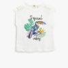 Koton Parrot Stamp Sequin Embroidered T-Shirt Window Detail Sleeveless