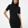 Koton Pencil Knitwear Dress Mini Length Short Sleeve High Collar Ribbed