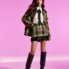 Koton Plush Detailed Tweed Mini Skirt