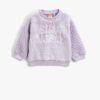 Koton Plush Sweatshirt Quilted Shimmer Applique Detail Long Sleeve Crew Neck