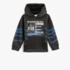 Koton Pocket Hooded Sweatshirt Printed Raised