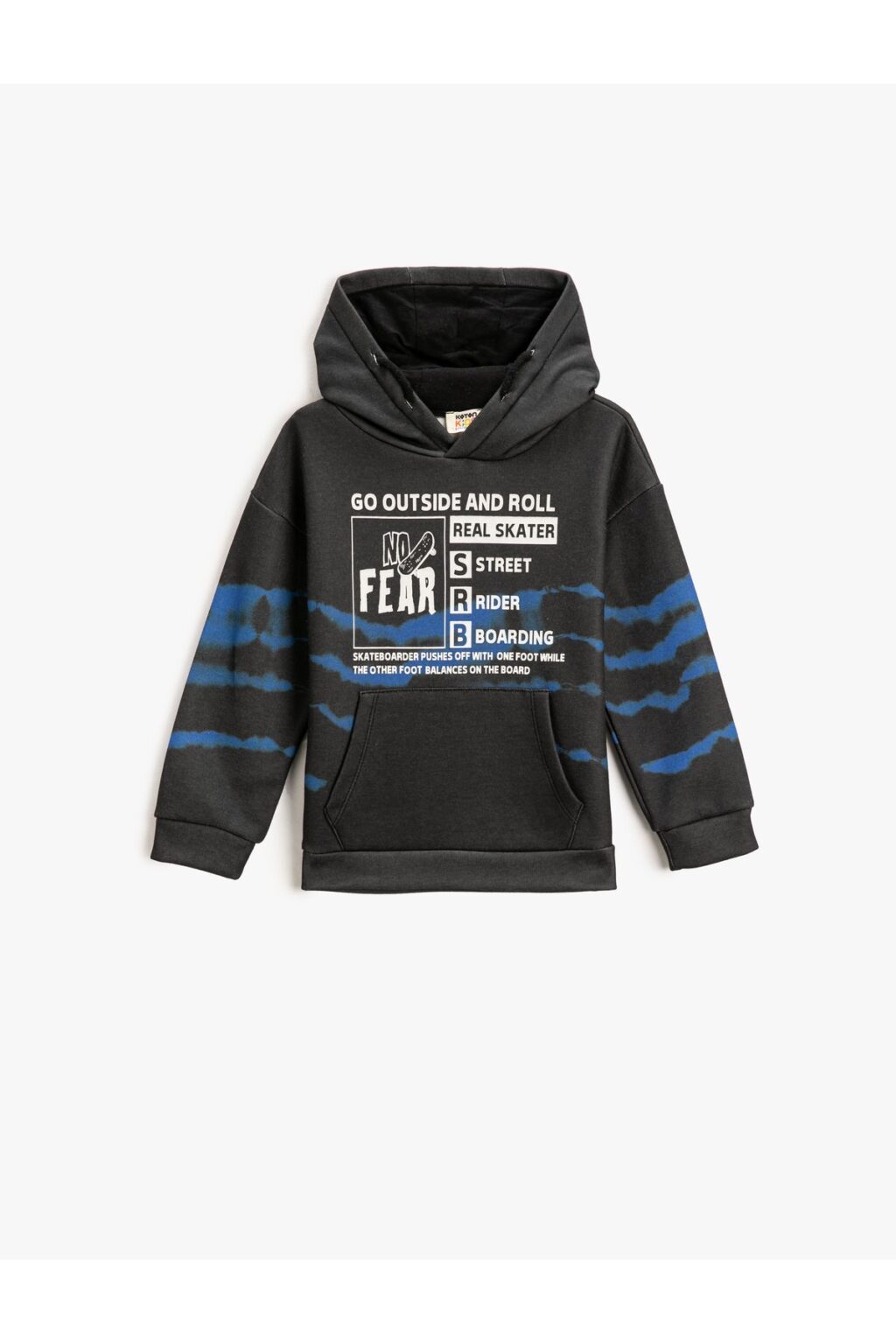 Koton Pocket Hooded Sweatshirt Printed Raised