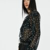 Koton Polka Dot Blouse Tulle Ruffled Neckerchief Long Sleeve