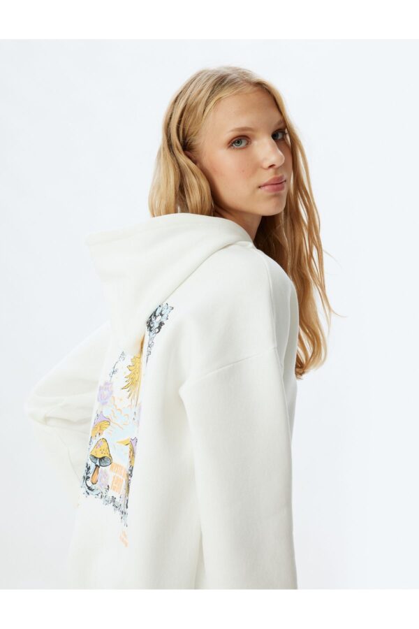 Koton Raised Oversize Sweatshirt Back Printed Hooded Long Sleeve