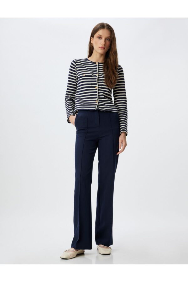 Koton Round Neck Buttoned Pocket Detailed Cardigan
