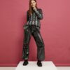 Koton Shiny Foil Printed Sweater Knit Pattern Long Sleeve Crew Neck