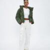 Koton Short Puffer Jacket Oversize Quilted Hooded Zippered Pocket