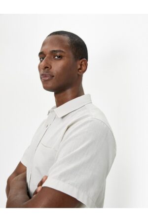 Koton Short Sleeve Shirt Slim Fit Classic Collar Buttoned Pocket Detailed