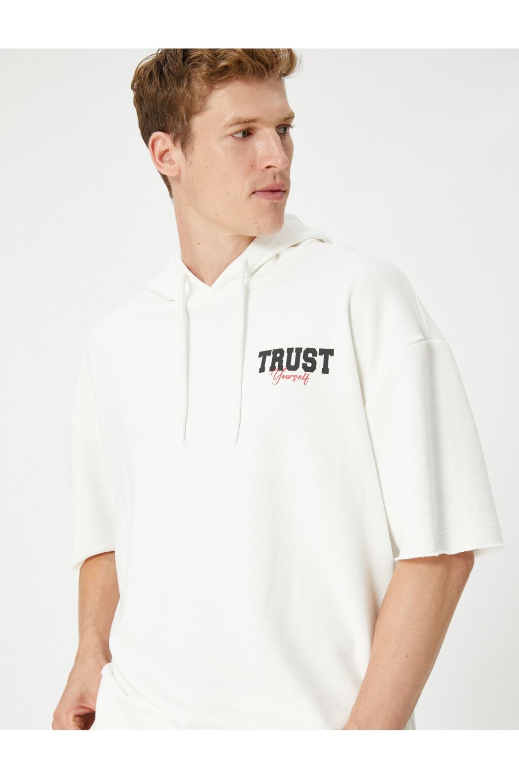 Koton Short Sleeve Sweatshirt Hooded Slogan Printed