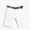 Koton Slim Belt Shorts With Pocket Elastic Waist Detail Above Knee Cotton.