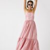 Koton Slim Strap Dress Long Striped Flounce