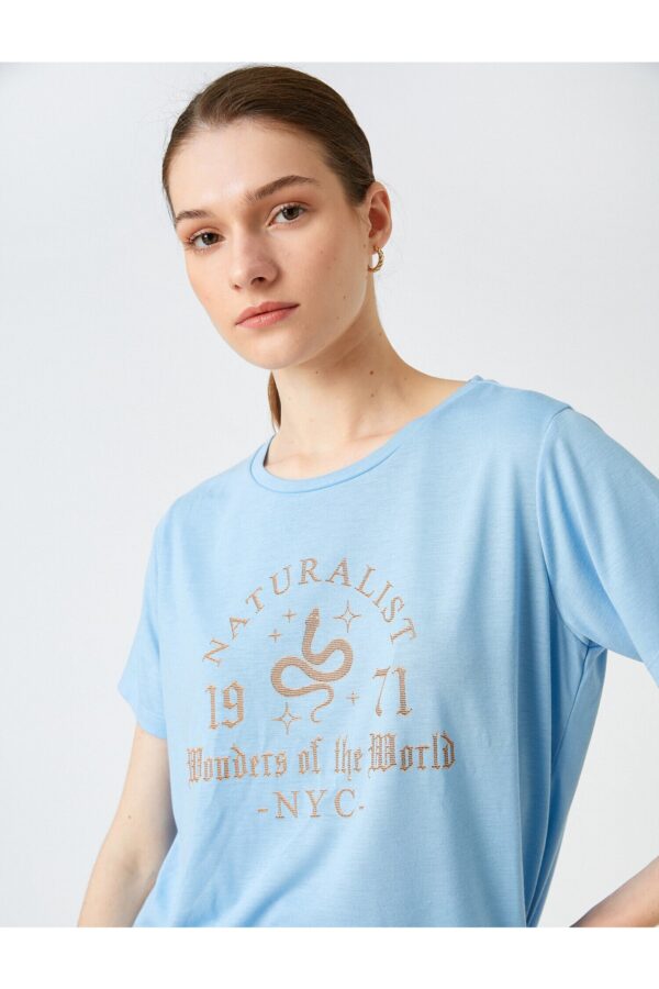 Koton Slogan Printed T-Shirt Short Sleeve Crew Neck