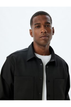 Koton Snap Button Viscose Blend Pocket Detailed Long Sleeve Shirt