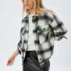 Koton Stoned Shirt Jacket Long Sleeve Hip Length Flap Pocket Detail