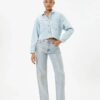 Koton Stony Denim Jacket Applique Pocket Detail Relaxed Cut Shirt Collar Cotton