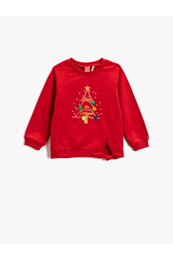 Koton Sweatshirt Christmas Themed Pompom Detail Silvery Crew Neck