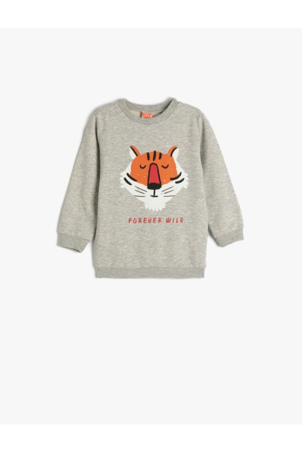 Koton Sweatshirt Lion Printed Long Sleeve Crew Neck