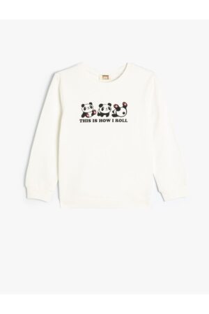 Koton Sweatshirt Long Sleeve Teddy Bear Printed Crew Neck Cotton