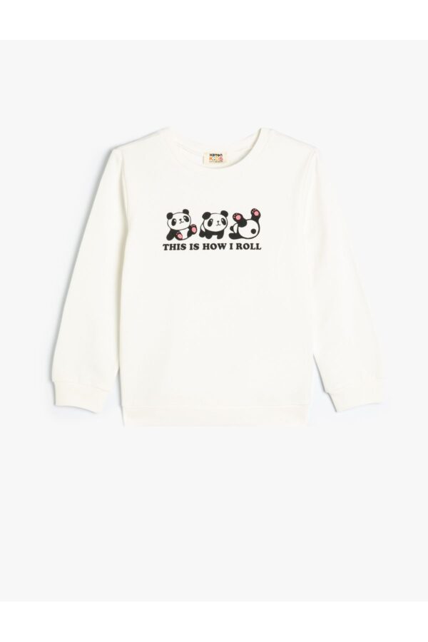 Koton Sweatshirt Long Sleeve Teddy Bear Printed Crew Neck Cotton