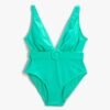 Koton Swimsuit Belted Deep V-Neck Thick Straps