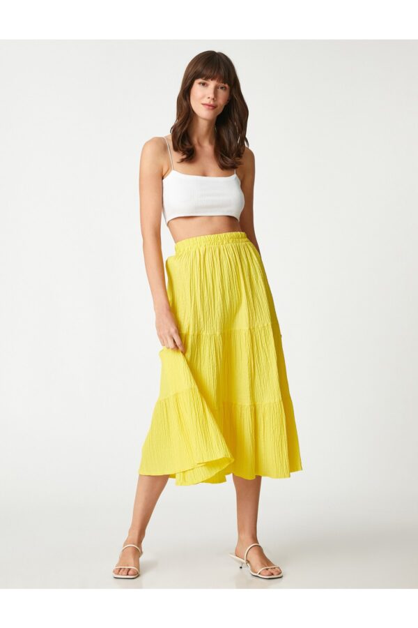 Koton Tiered Midi Skirt with Elastic Waist