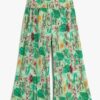 Koton Wide Leg Palazzo Trousers Floral Elastic Waist Pleated