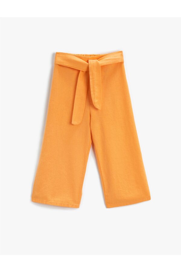 Koton Wide Leg Trousers High Waist with Belt Detail