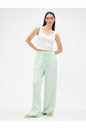 Koton Wide Leg Trousers With Pocket Tie Waist