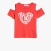 Koton Window Detailed T-Shirt with Short Sleeves Printed
