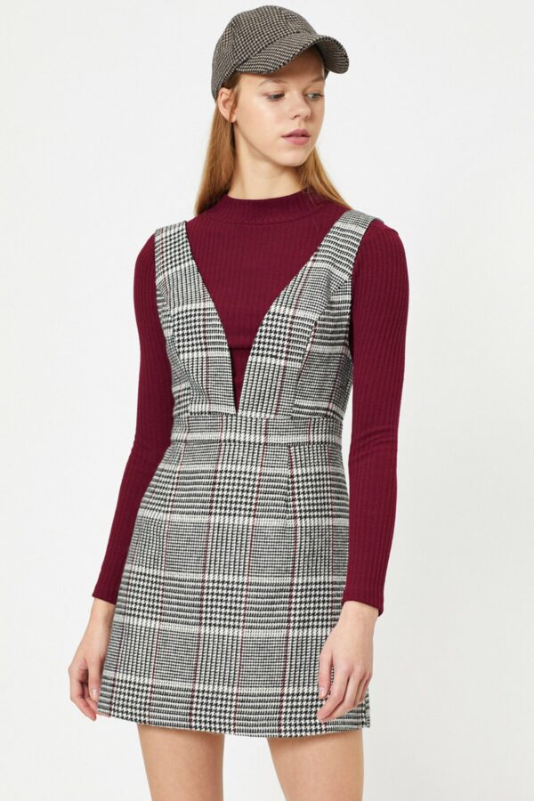 Koton Women's Black Plaid Dress