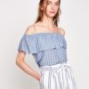 Koton Women's Blue Plaid Blouse