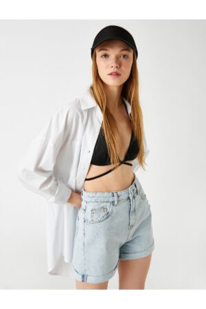 Koton Women's Destroyed Pocket Denim Shorts 2sal 40026md
