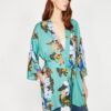 Koton Women's Green Patterned Kimono