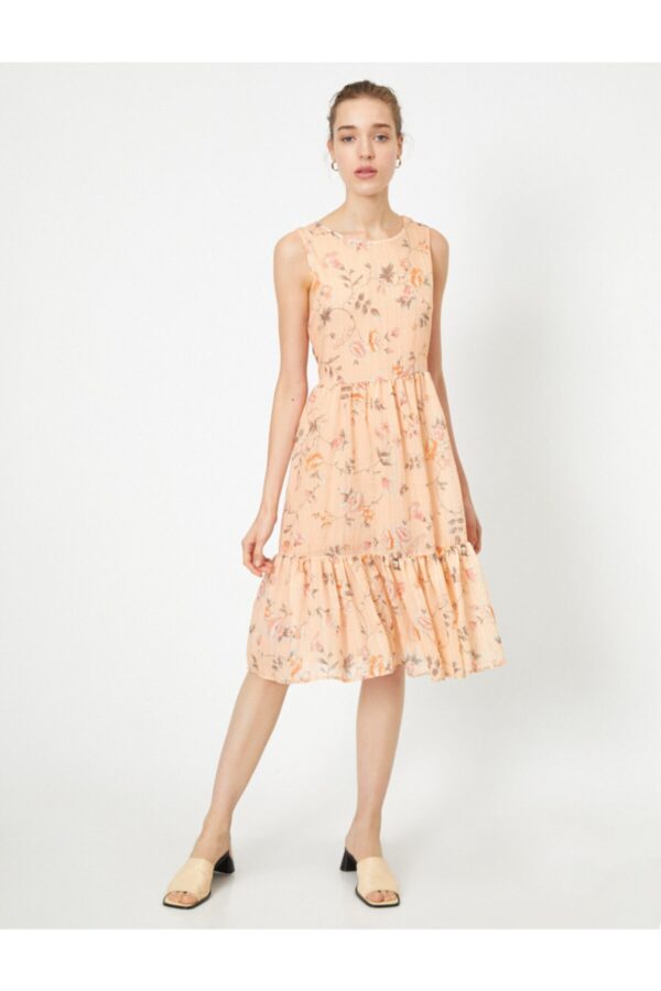 Koton Women's Pink Floral Print Midi Dress