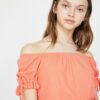 Koton Women's Pink Open Shoulder Short Sleeve T-Shirt